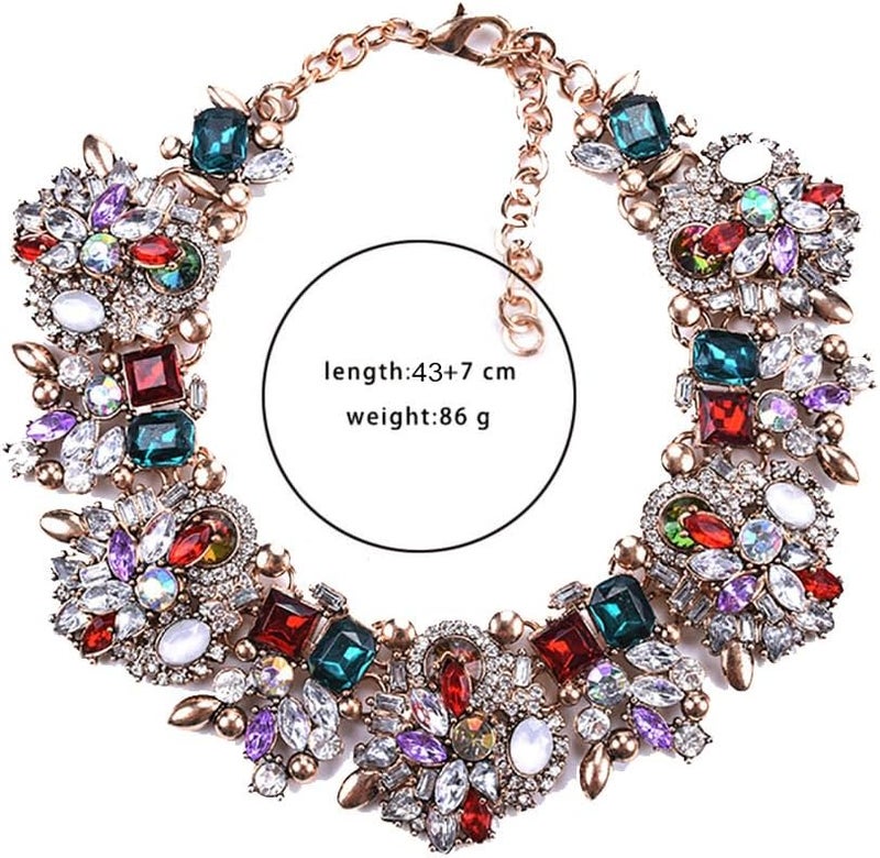Zthread Bib Statement Necklace Colorful Glass Crystal Collar Choker Necklace for Women Fashion Accessories - Image 3